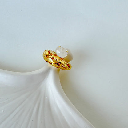 TEXTURE CRYSTAL ADJUSTABLE RING