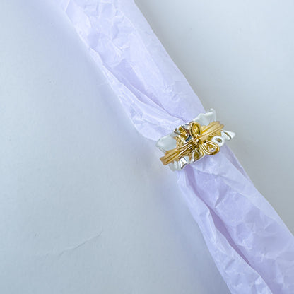 GOLD RIBBON BOW ADJUSTABLE RING