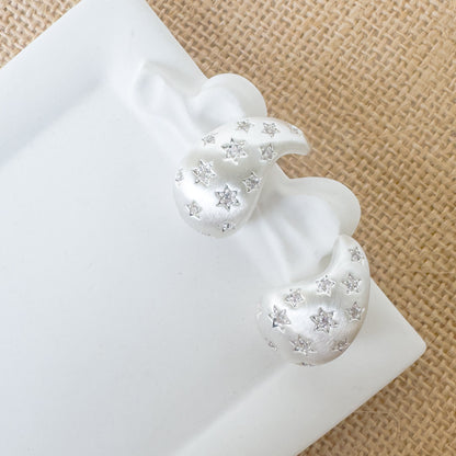 STAR SILVER DROP EARRING