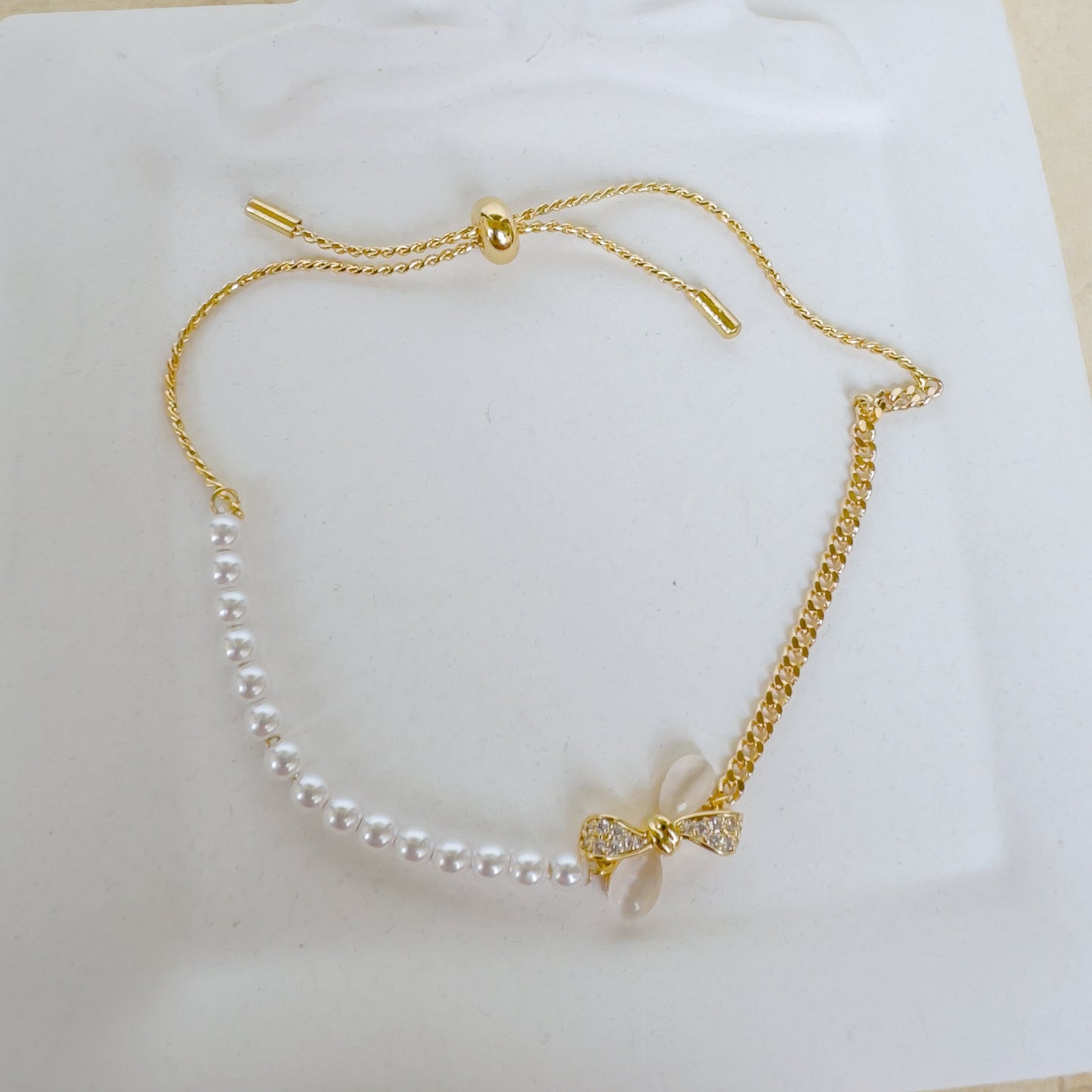 PEARL BOW ADJUSTABLE BRACELET