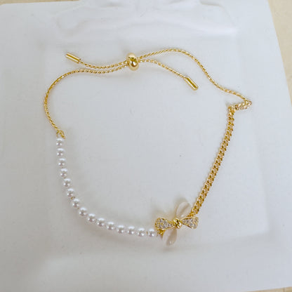 PEARL BOW ADJUSTABLE BRACELET