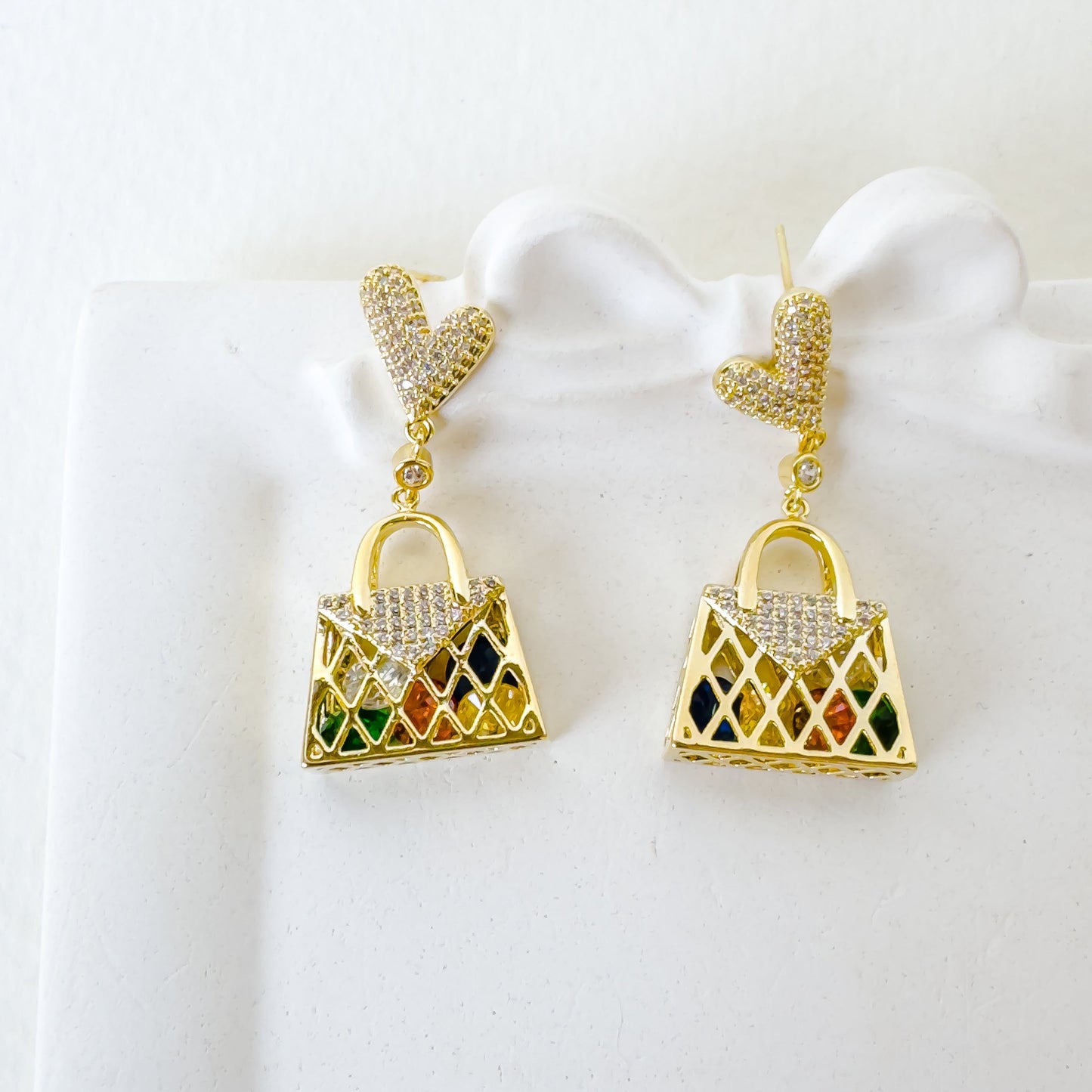 MULTI DIAMOND PURSE EARRING