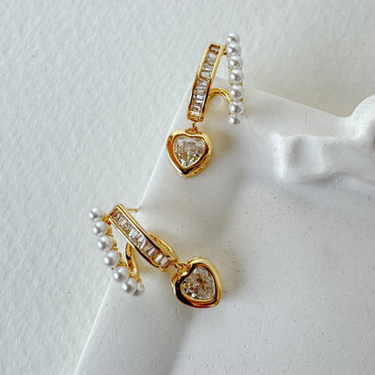 DRIP PEARLY HEART EARRING