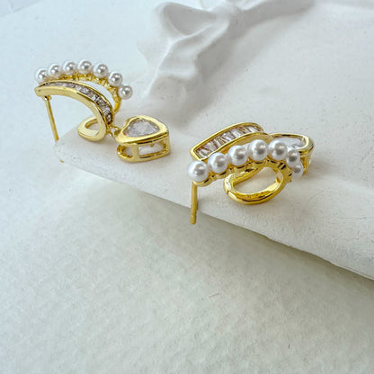 DRIP PEARLY HEART EARRING