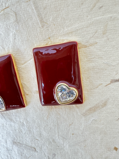 BOX HEART EARRING
